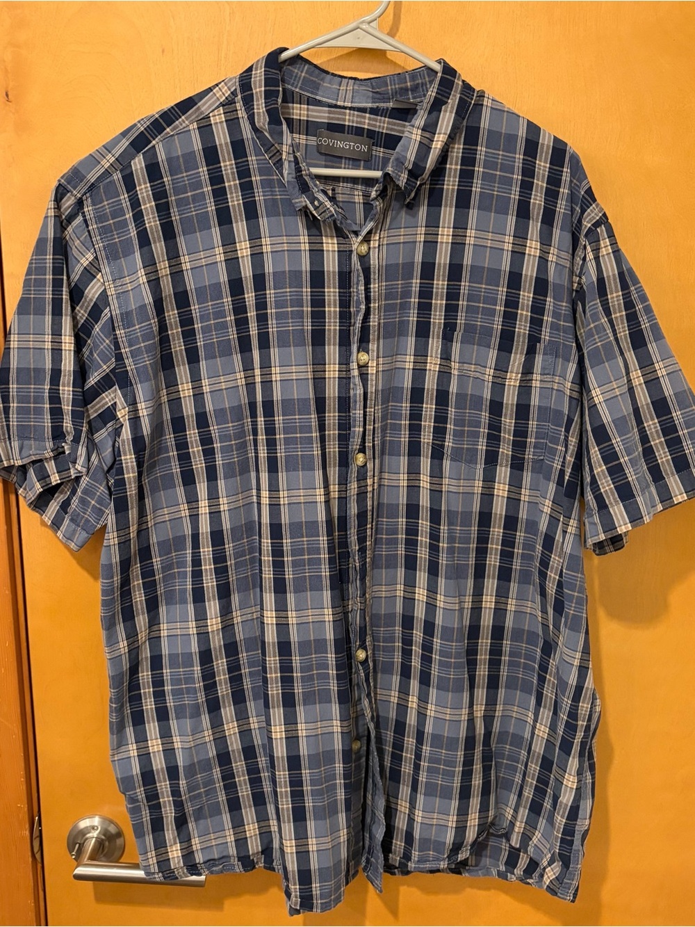 Covington Blue Plaid Short-Sleeve Button-Up Shirt xxl men’s